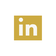 White round Linkedin Logo with gold writing - links to Le Pavillon's LinkedIn account - Meeting Spaces - Lafyette Louisiana